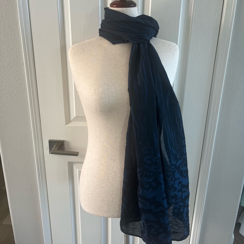 Navy Blue leopard Scarf/ Wrap